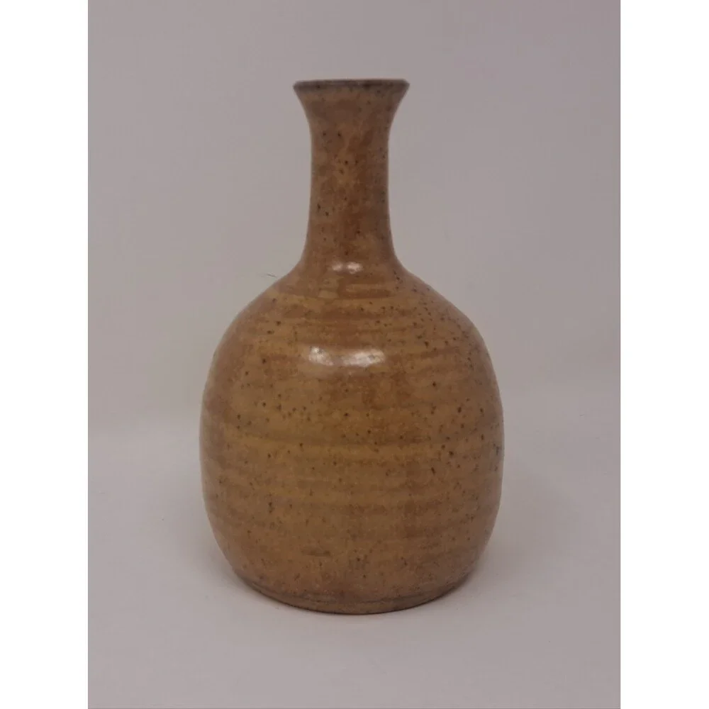 Vintage Studio Art Pottery Bud Vase Artist Signed Flowers Approx 70s 80s 7
